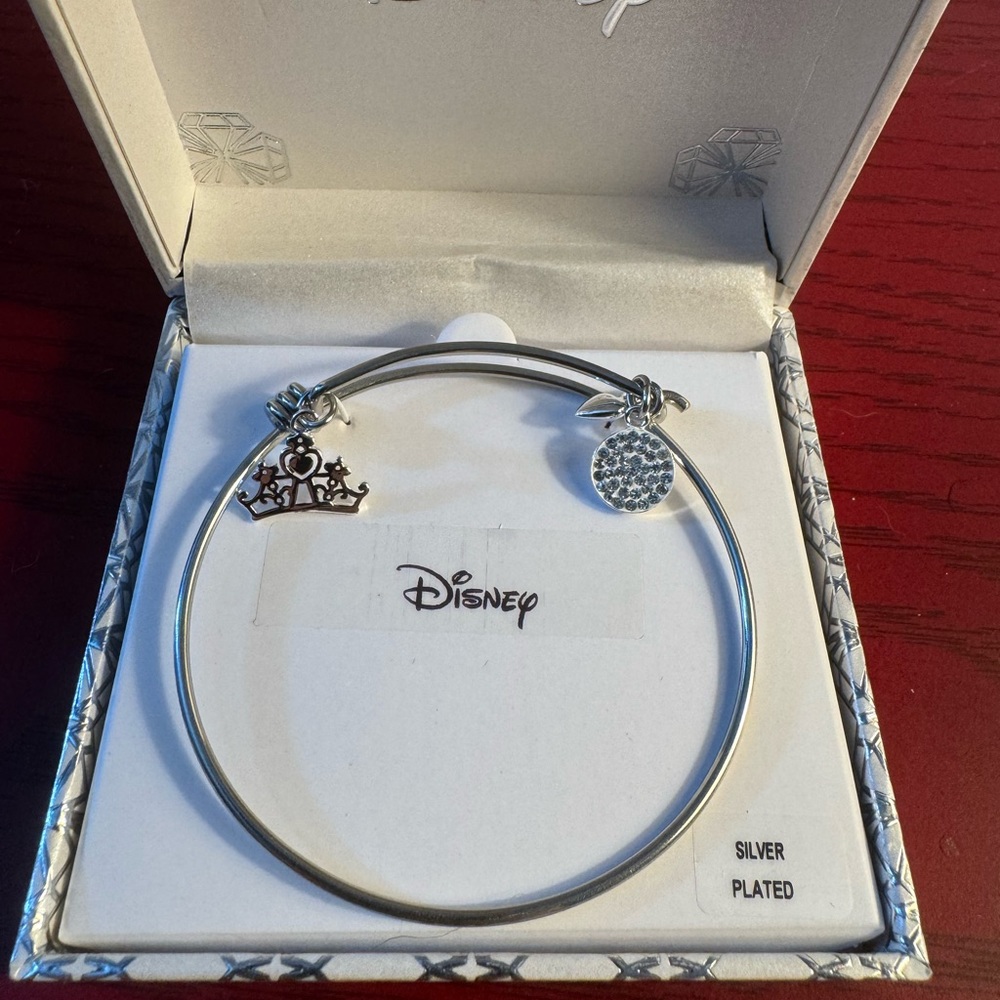Disney Princess Bangle with Tiara, Heart and Sparkle Charms